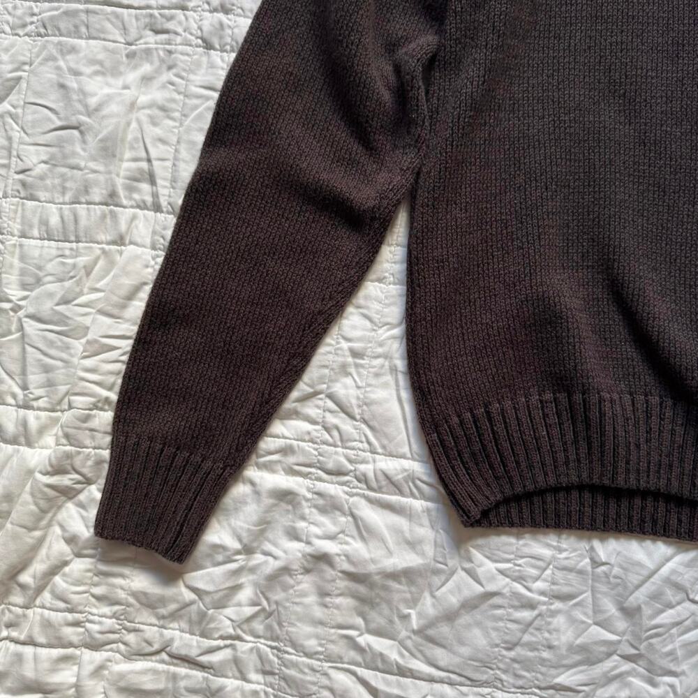 J.B. Holt dark brown mock neck sweater sz M knit fisherman old money preppy - Picture 3 of 8